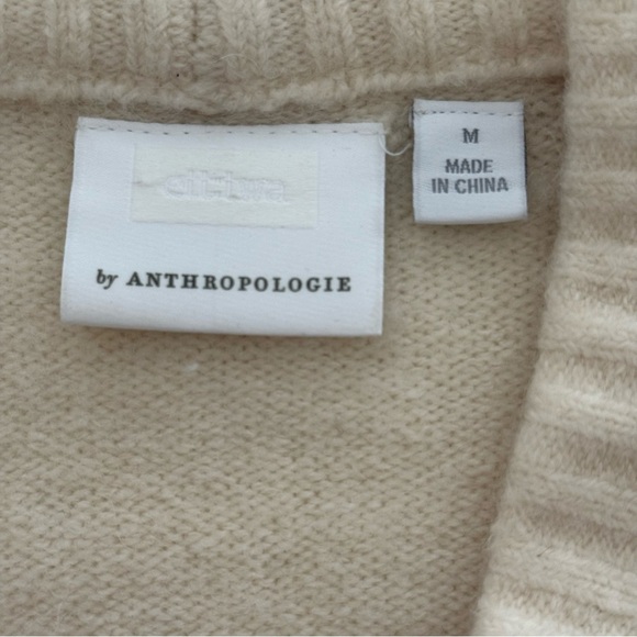 Anthropologie Cream Wrap Sweater M Merino Wool Baby Alpaca Blend - Picture 9 of 10